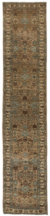 4x17 Light Brown and Beige Turkish Oushak Runner