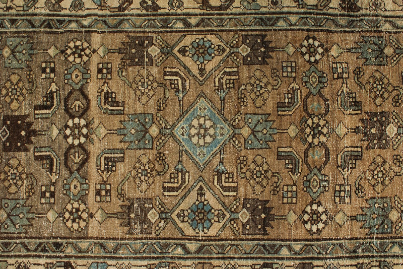 4x17 Light Brown and Beige Turkish Oushak Runner