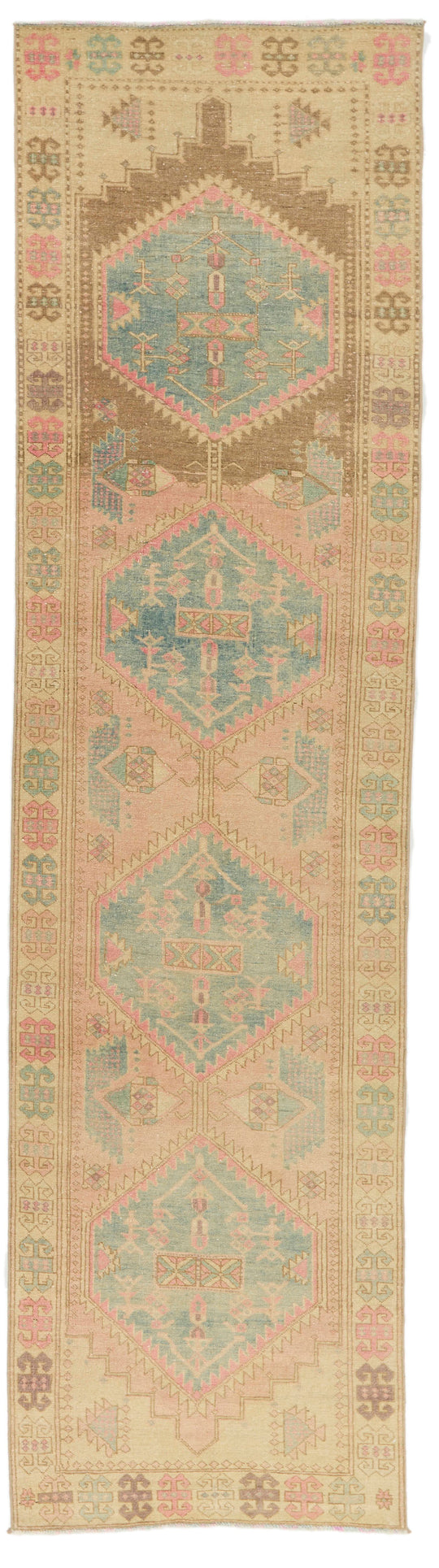 3x11 Pink and Beige Turkish Persian Runner