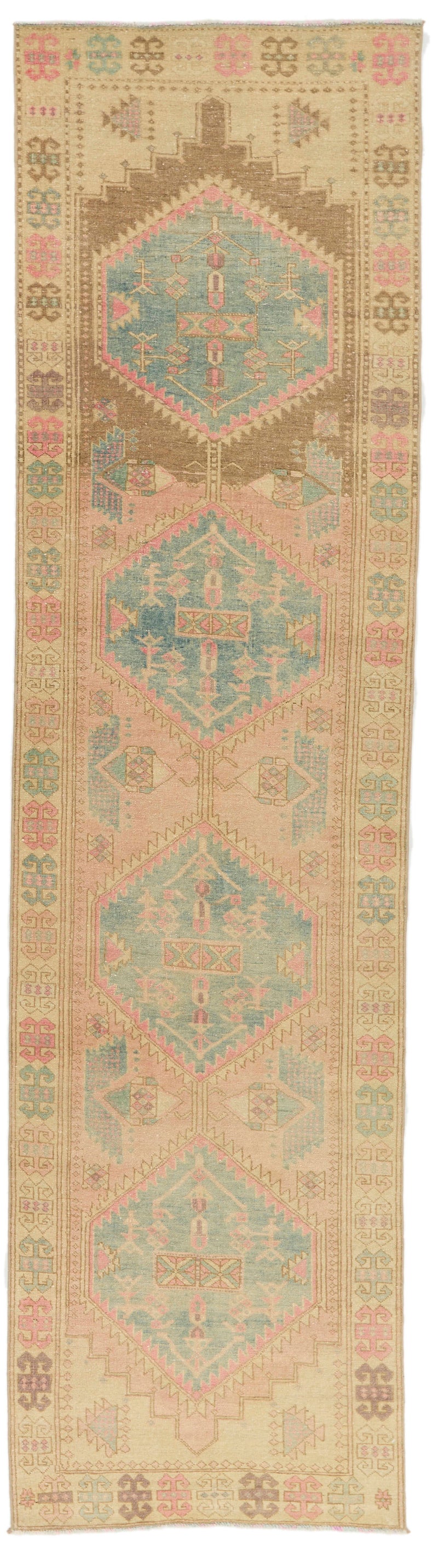 3x11 Pink and Beige Turkish Persian Runner