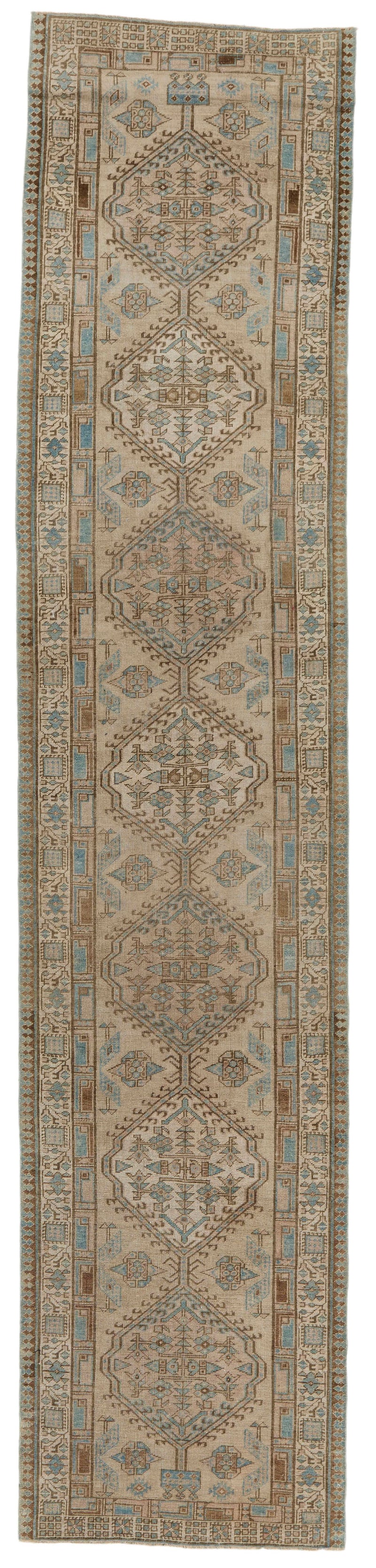 3x13 Light Brown and Multicolor Turkish Oushak Runner