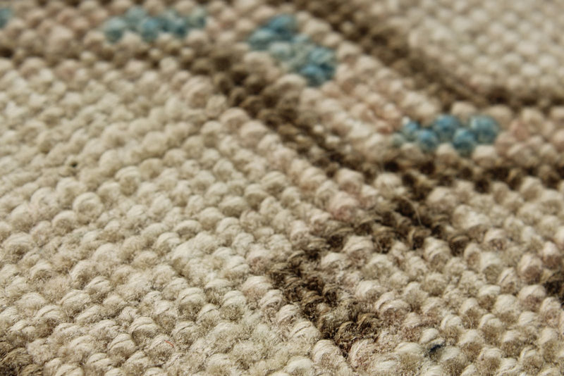 3x13 Light Brown and Multicolor Turkish Oushak Runner