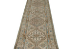 3x13 Light Brown and Multicolor Turkish Oushak Runner