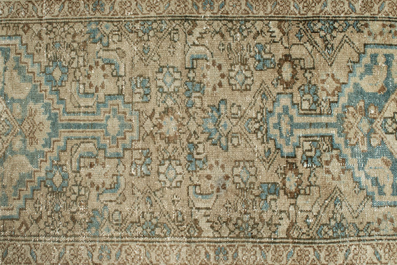 3x12 Light Brown and Light Blue Turkish Oushak Runner