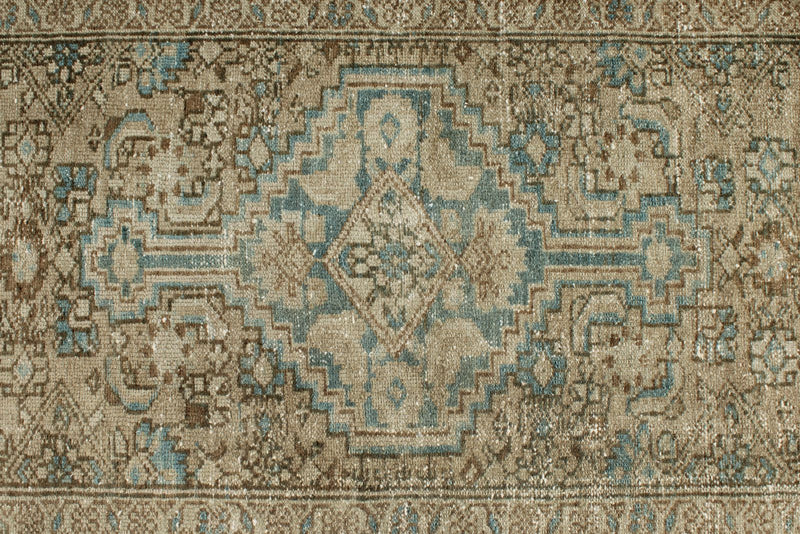 3x12 Light Brown and Light Blue Turkish Oushak Runner