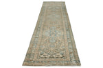 3x12 Light Brown and Light Blue Turkish Oushak Runner