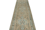 3x12 Light Brown and Light Blue Turkish Oushak Runner