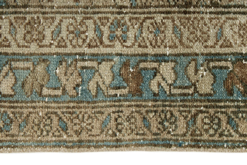 3x12 Light Brown and Light Blue Turkish Oushak Runner