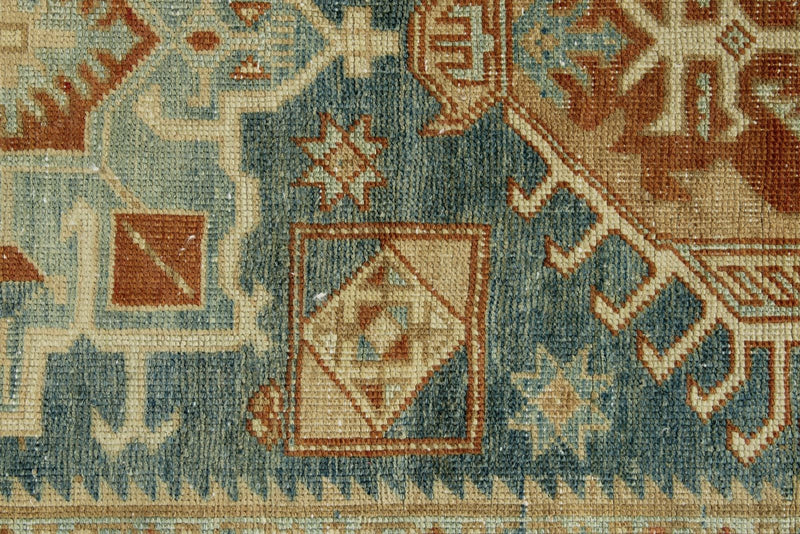 3x15 Blue and Rust Turkish Persian Runner