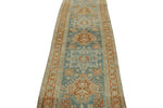 3x15 Blue and Rust Turkish Persian Runner