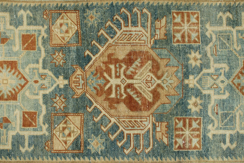 3x15 Blue and Rust Turkish Persian Runner
