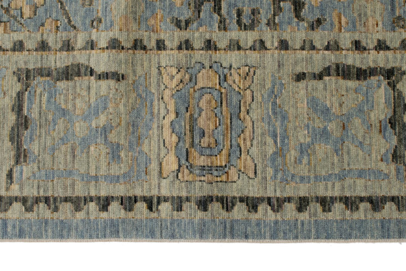 9x12 Light Blue and Beige Turkish Traditional Rug