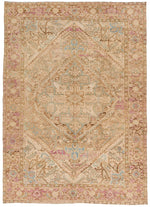 8x11 Ivory and Brown Turkish Oushak Rug