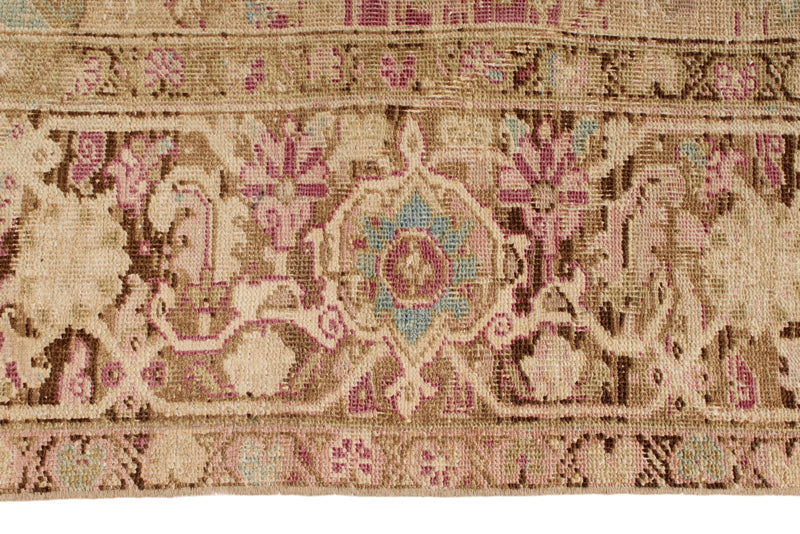 8x11 Ivory and Brown Turkish Oushak Rug