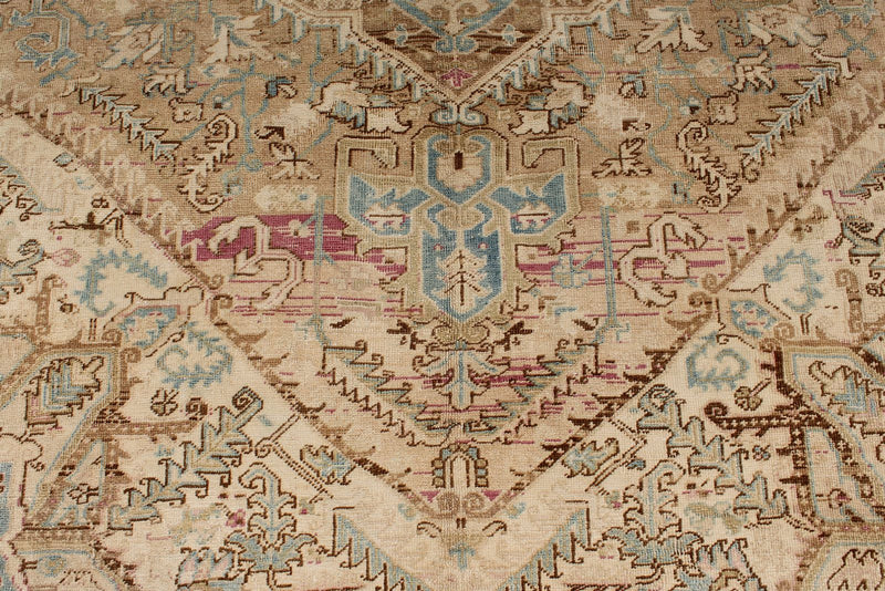 8x11 Ivory and Brown Turkish Oushak Rug