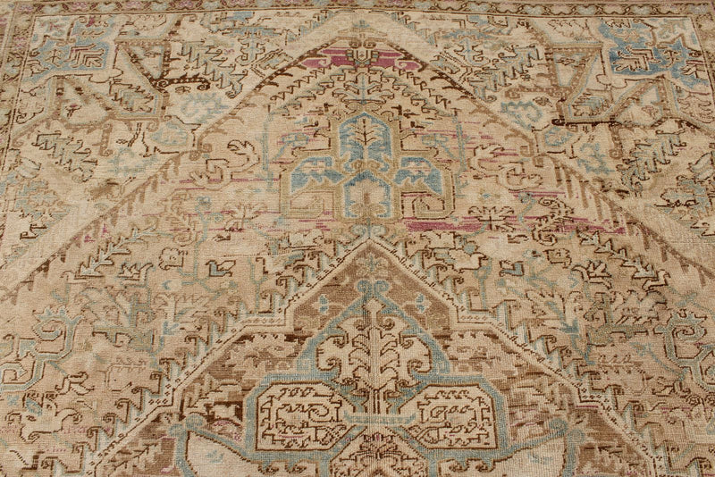 8x11 Ivory and Brown Turkish Oushak Rug