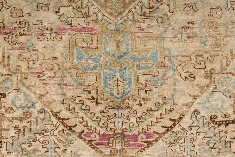 8x11 Ivory and Brown Turkish Oushak Rug