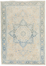 8x11 Beige and Light Blue Turkish Oushak Rug