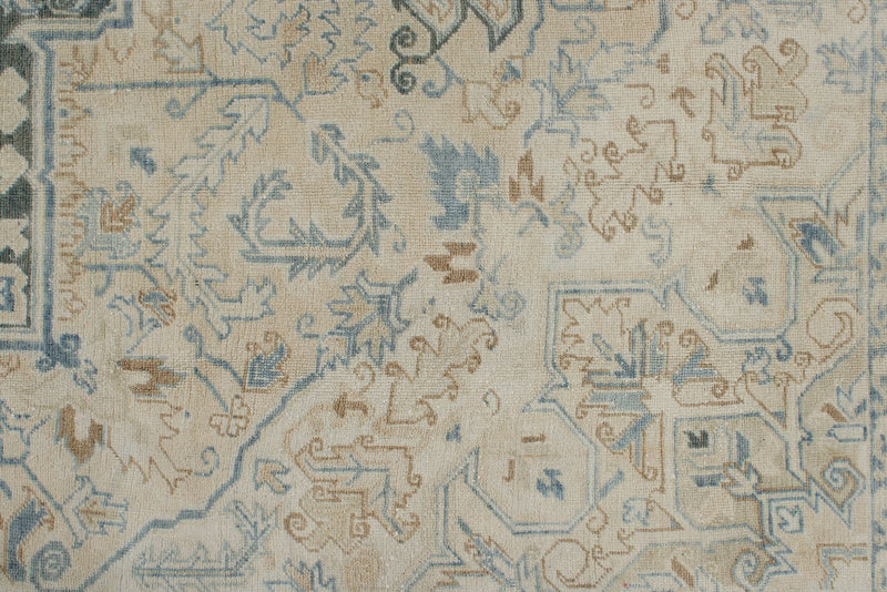 8x11 Beige and Light Blue Turkish Oushak Rug