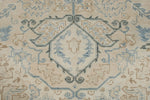 8x11 Beige and Light Blue Turkish Oushak Rug