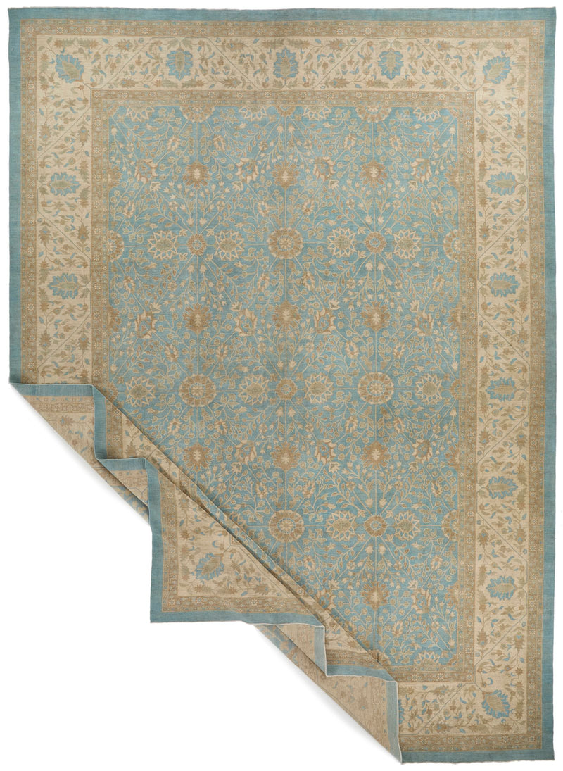 14x19 Blue and Light Brown Persian Rug