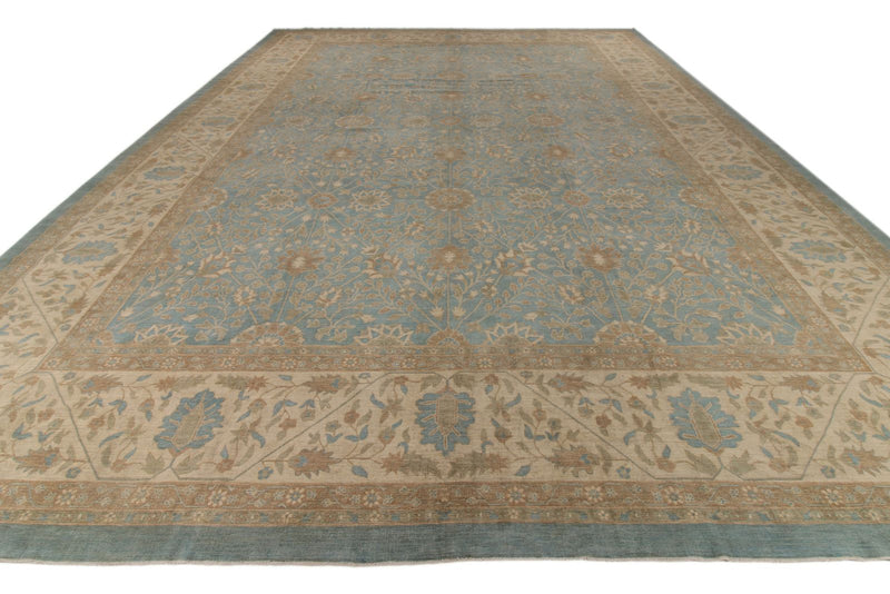 14x19 Blue and Light Brown Persian Rug