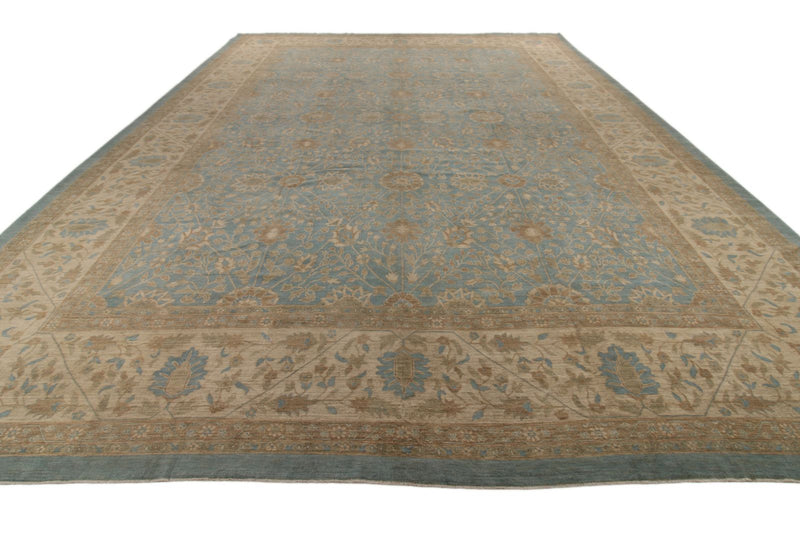 14x19 Blue and Light Brown Persian Rug