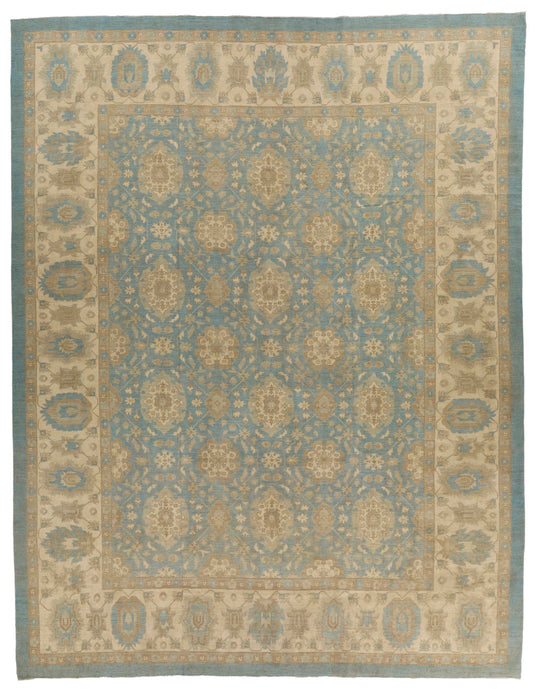 12x16 Light Blue and Beige Persian Rug