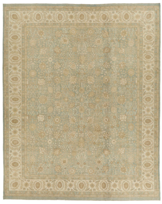 12x15 Light Green and Ivory Persian Rug