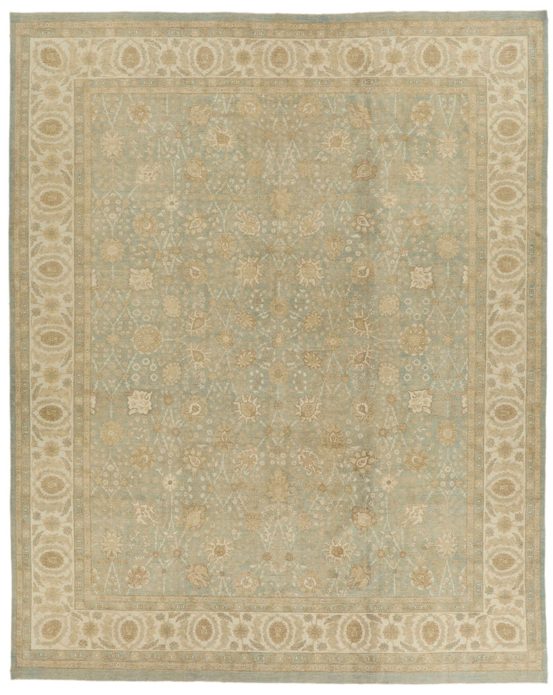 12x15 Light Green and Ivory Persian Rug