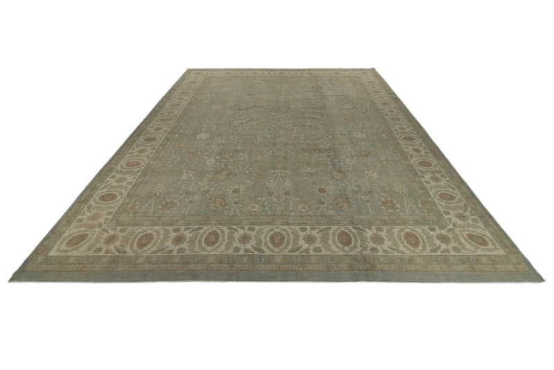 12x15 Light Green and Ivory Persian Rug