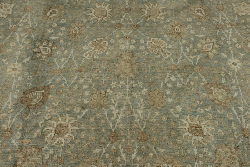 12x15 Light Green and Ivory Persian Rug