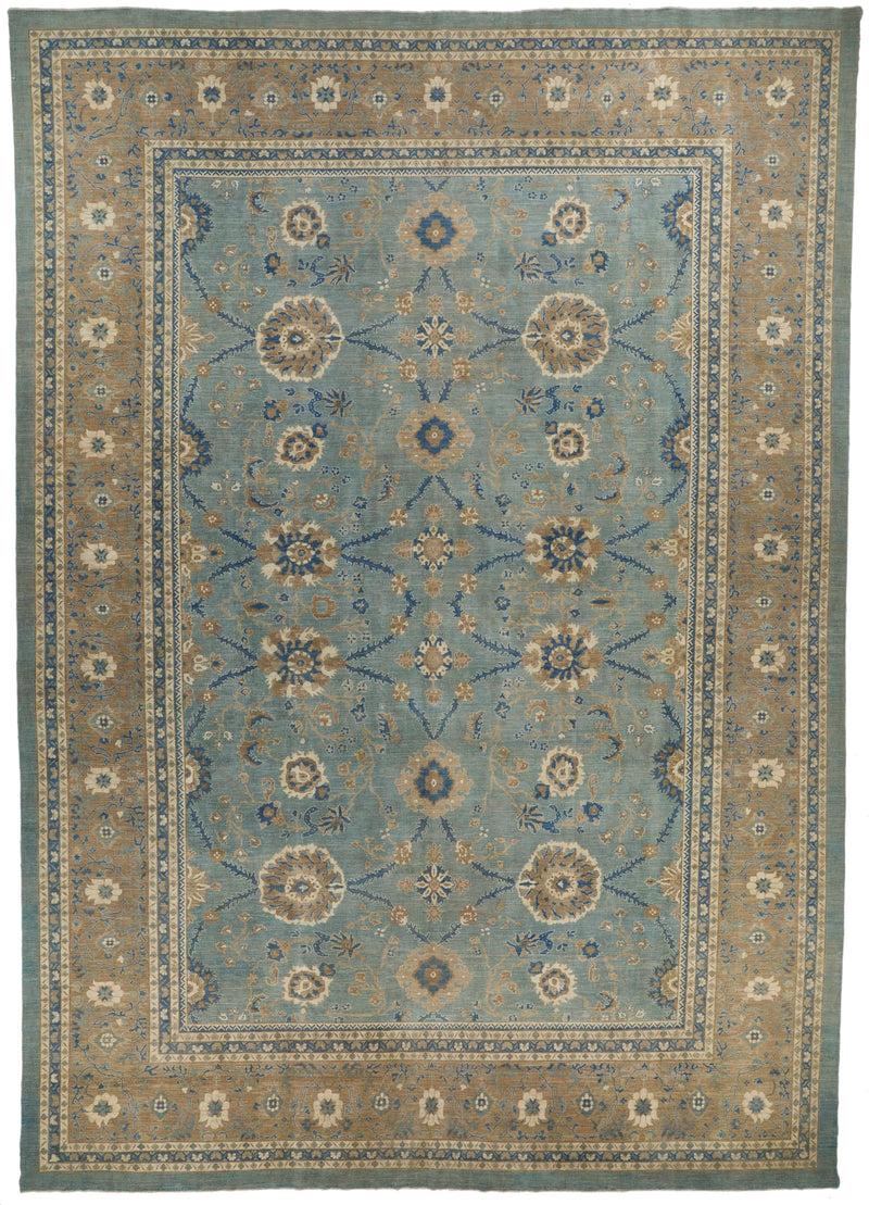 14x19 Light Blue and Light Brown Persian Rug