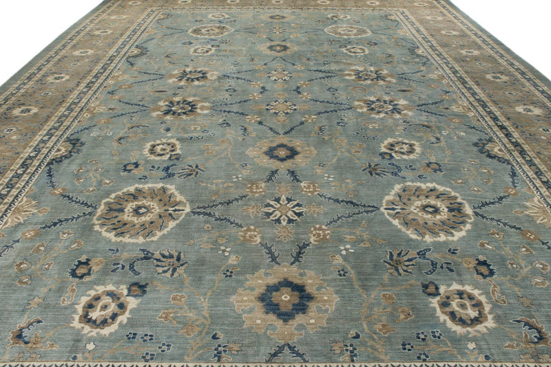 14x19 Light Blue and Light Brown Persian Rug