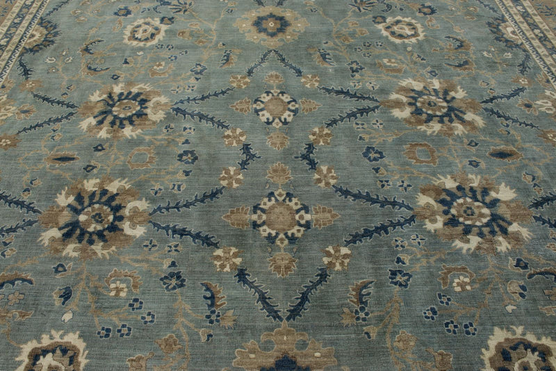 14x19 Light Blue and Light Brown Persian Rug