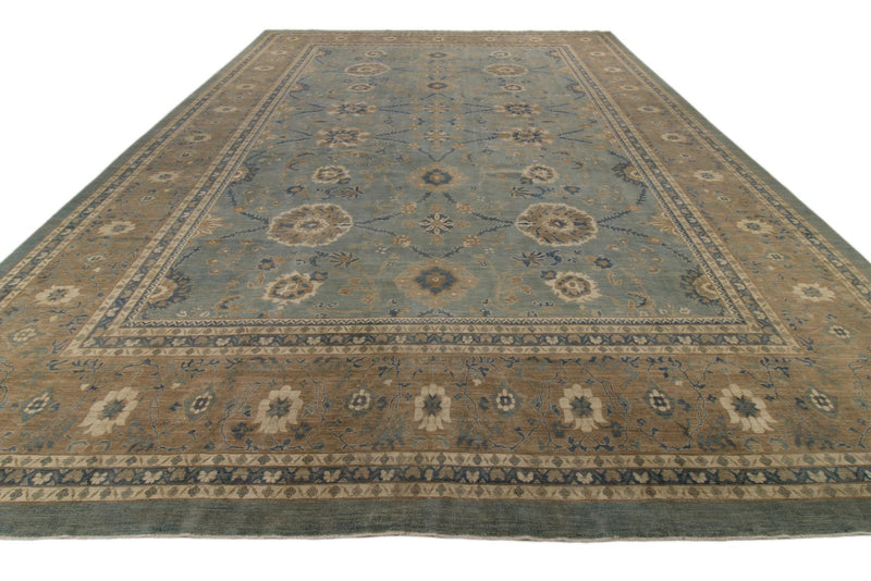 14x19 Light Blue and Light Brown Persian Rug