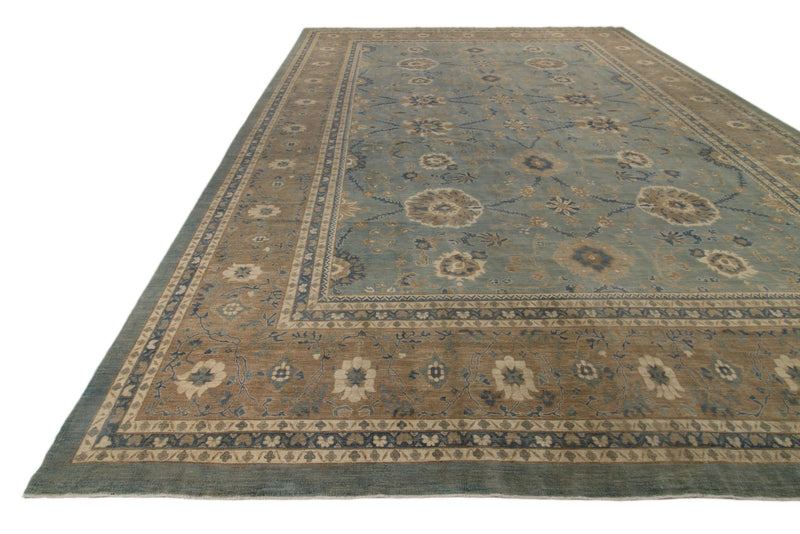 14x19 Light Blue and Light Brown Persian Rug