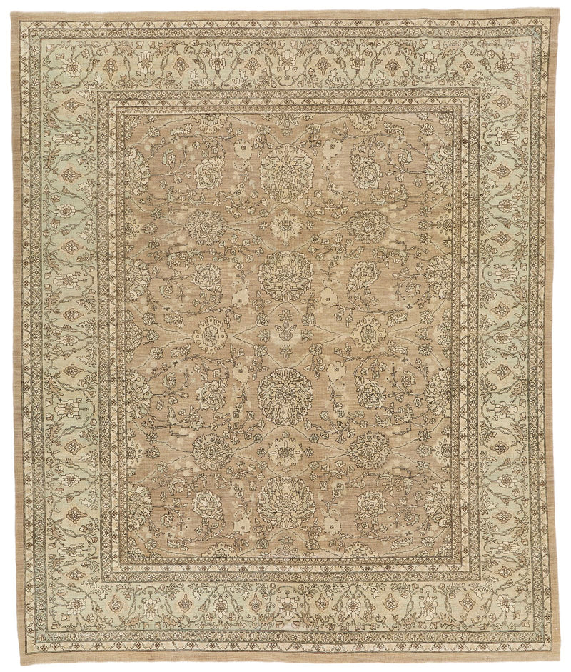 8x10 Brown and Ivory Turkish Oushak Rug