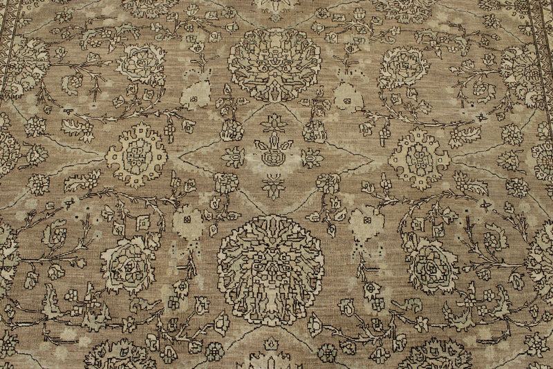 8x10 Brown and Ivory Turkish Oushak Rug