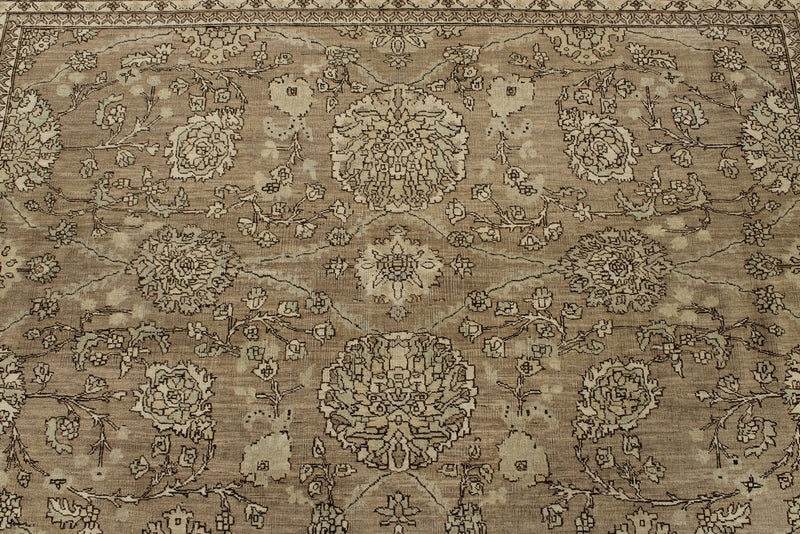 8x10 Brown and Ivory Turkish Oushak Rug