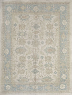 8x10 Beige and Light Blue Turkish Oushak Rug