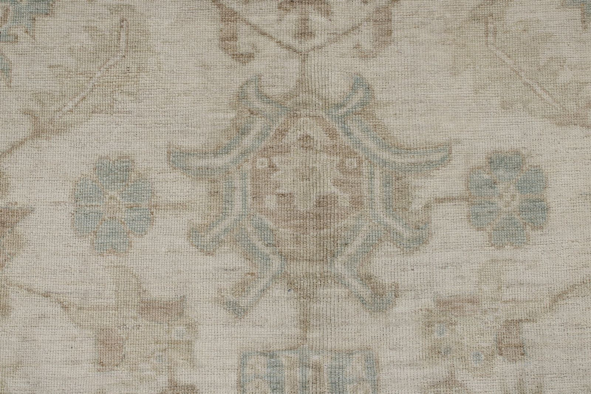 8x10 Beige and Light Blue Turkish Oushak Rug