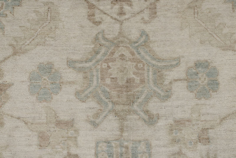 8x10 Beige and Light Blue Turkish Oushak Rug