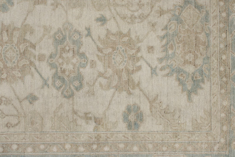 8x10 Beige and Light Blue Turkish Oushak Rug