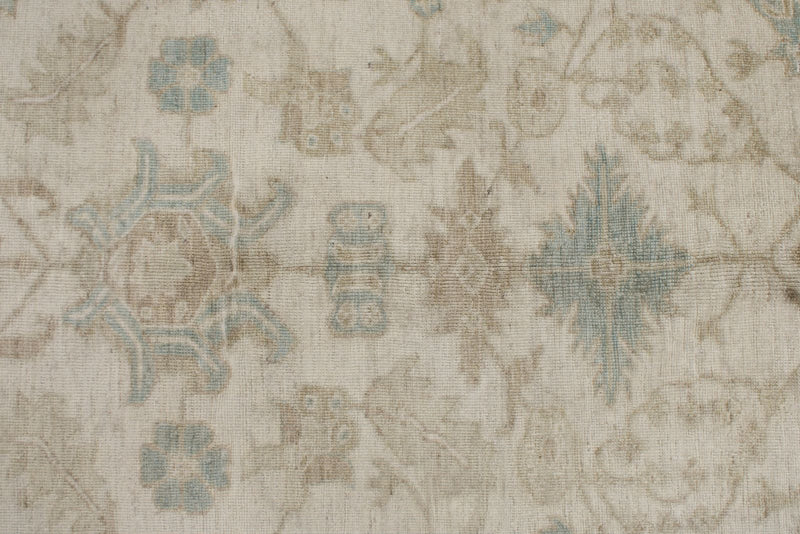 8x10 Beige and Light Blue Turkish Oushak Rug