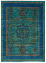 9x12 Turquoıse and Blue Turkish Tribal Rug