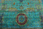 9x12 Turquoıse and Blue Turkish Tribal Rug