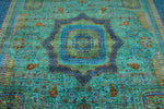 9x12 Turquoıse and Blue Turkish Tribal Rug