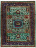 10x13 Turquoıse and Navy Turkish Tribal Rug