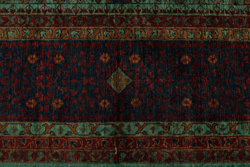 10x13 Turquoıse and Navy Turkish Tribal Rug